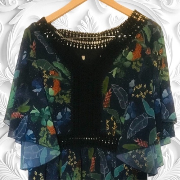 Vintage 1960’s Blue Jungle Tiger Maxi Dress - Picture 2 of 5